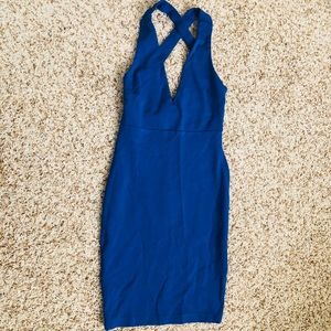 Cobalt Blue Plunge Bodycon Dress